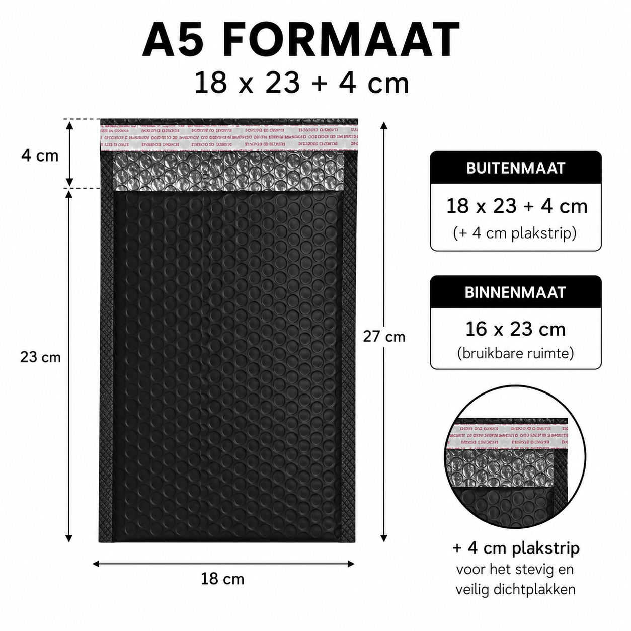 Bubbel Envelop Zwarte 5 stuks
