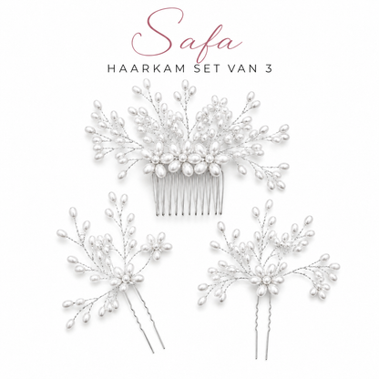 Safa Haarkam Set van 3 Zilver