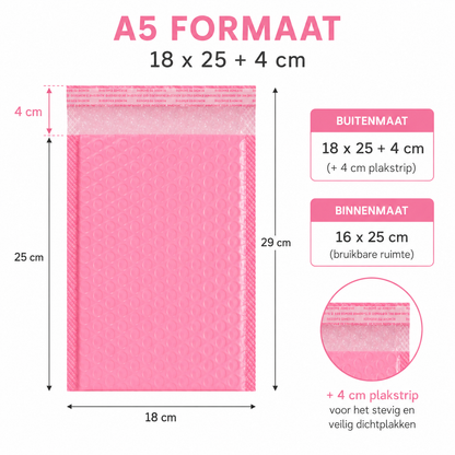 Bubbel Envelop Roze 5 stuks