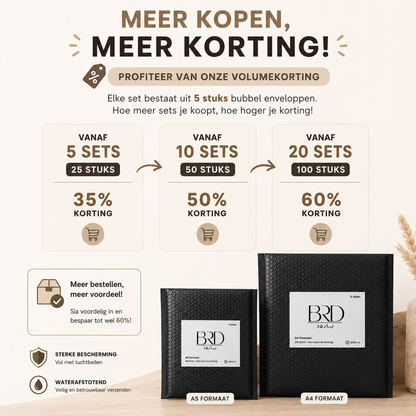 Bubbel Envelop Zwarte 5 stuks