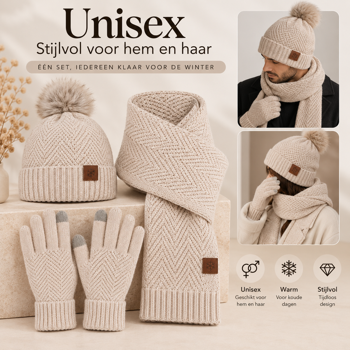 Volwassen Winter Set Pompon