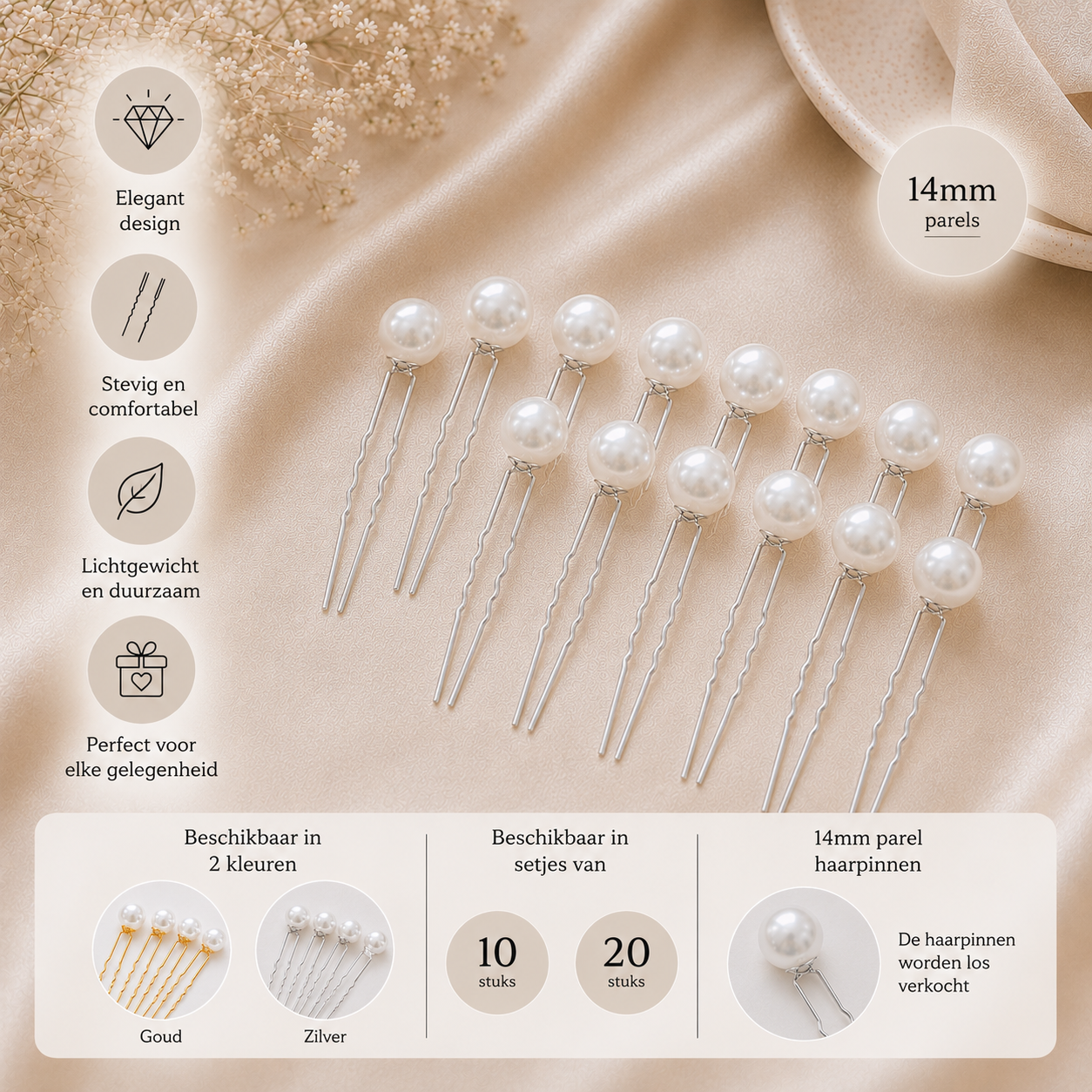 Lulu Parel Zilver 14mm