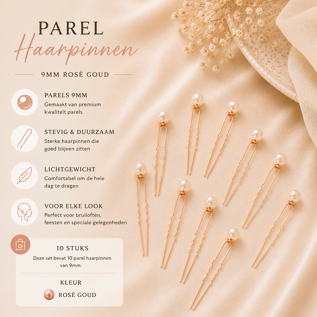 Lulu Parel Rosé Goud 9mm