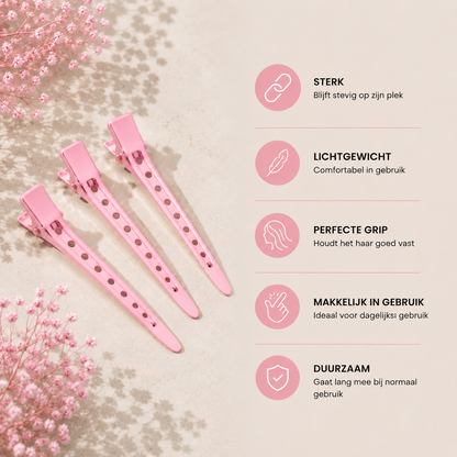 Lange Metal Clips Roze