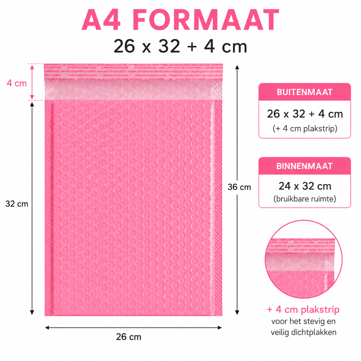Bubbel Envelop Roze 5 stuks