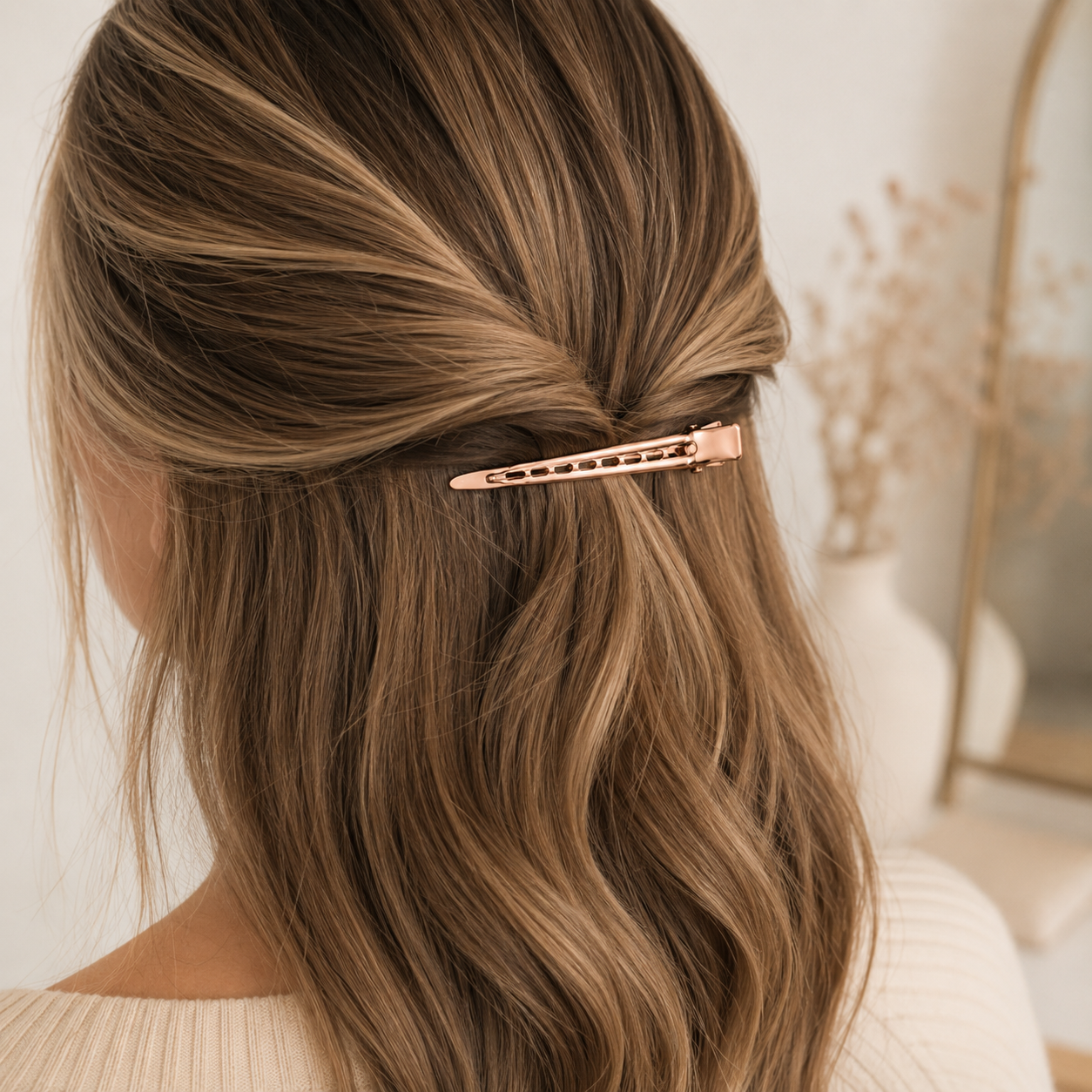 Lange Metal Clips Rosé Goud