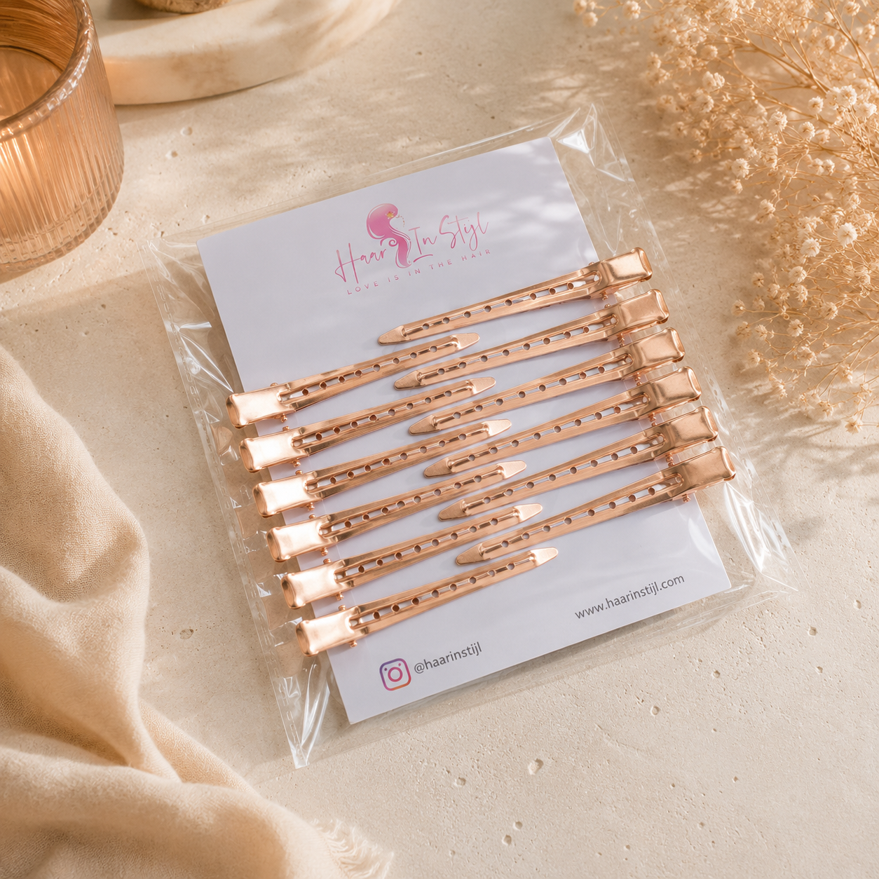 Lange Metal Clips Rosé Goud