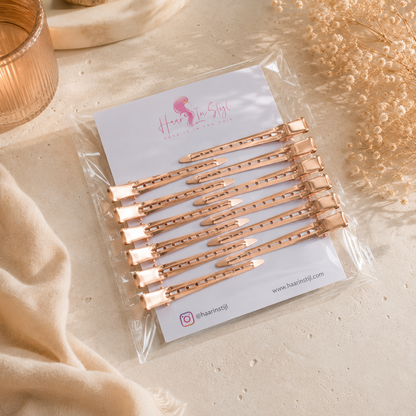 Lange Metal Clips Rosé Goud