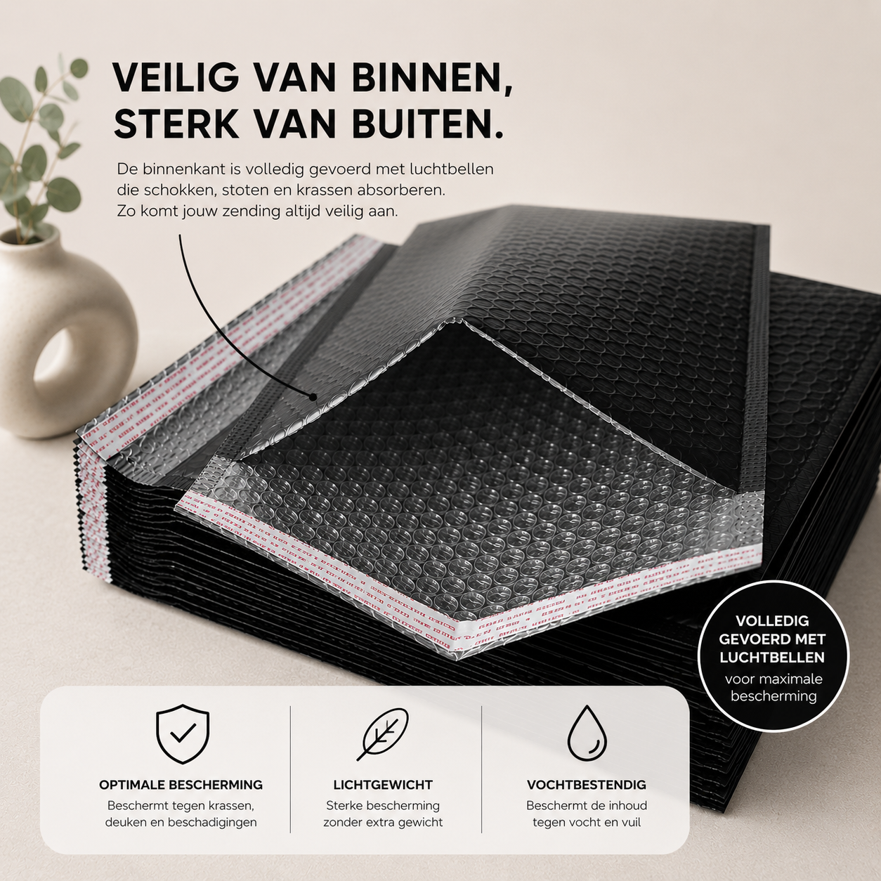 Bubbel Envelop Zwarte 5 stuks