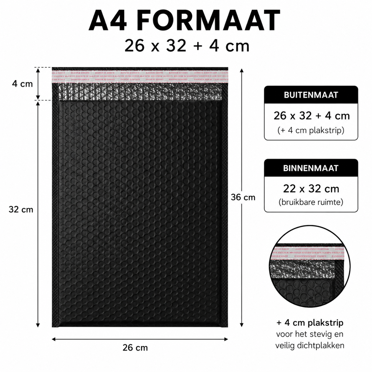 Bubbel Envelop Zwarte 5 stuks