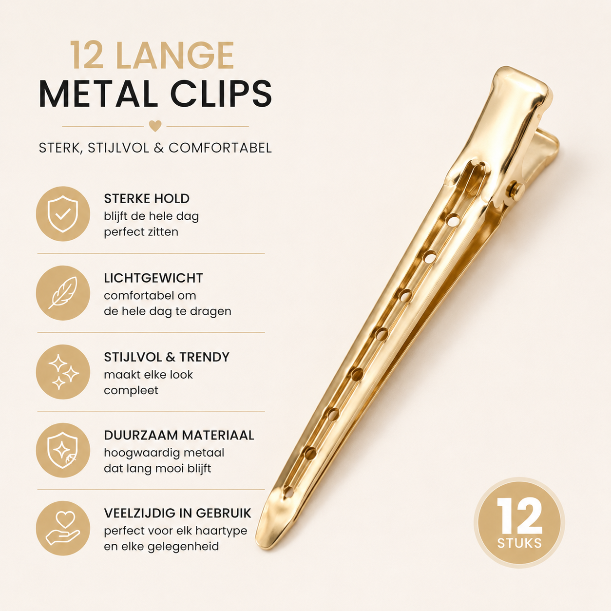 12 lange Haarspangen aus Metall